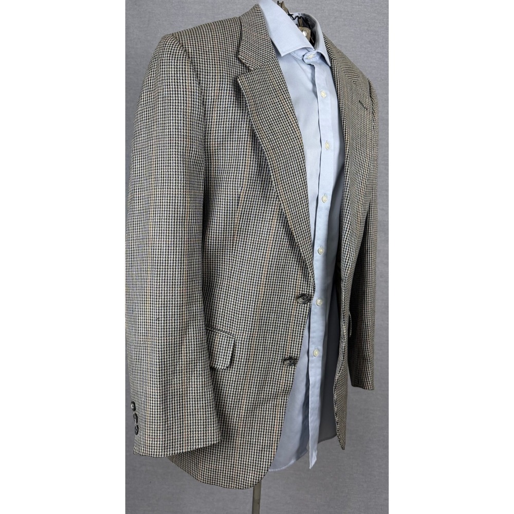 Vintage Burberrys Saks Fifth Avenue Houndstooth Blazer 40R Wool Sport Coat USA
